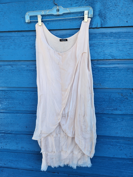Saga Outerwear Dresses & Skirts - SAGA Pale Pink Layered Sleeveless Tank Dress
